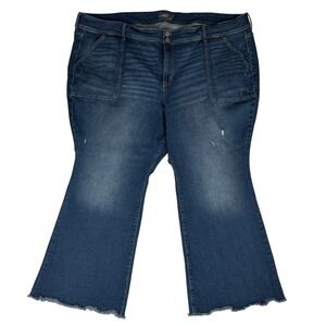 Torrid Mid Rise Flare Jeans Womens 30S Raw Hem Distressed Stretch